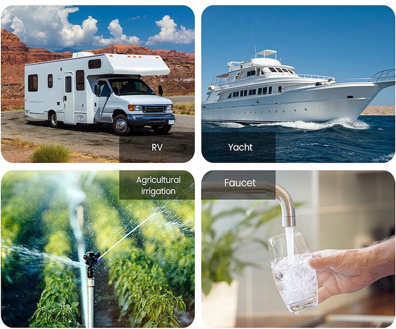 The pump could be widely using for RV, Boat, Water supply, Irrigation The pump could be widely using for RV, Boat, Water supply, Irrigation